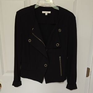 Cabi Black Asymmetrical Jacket with Gold Accents
